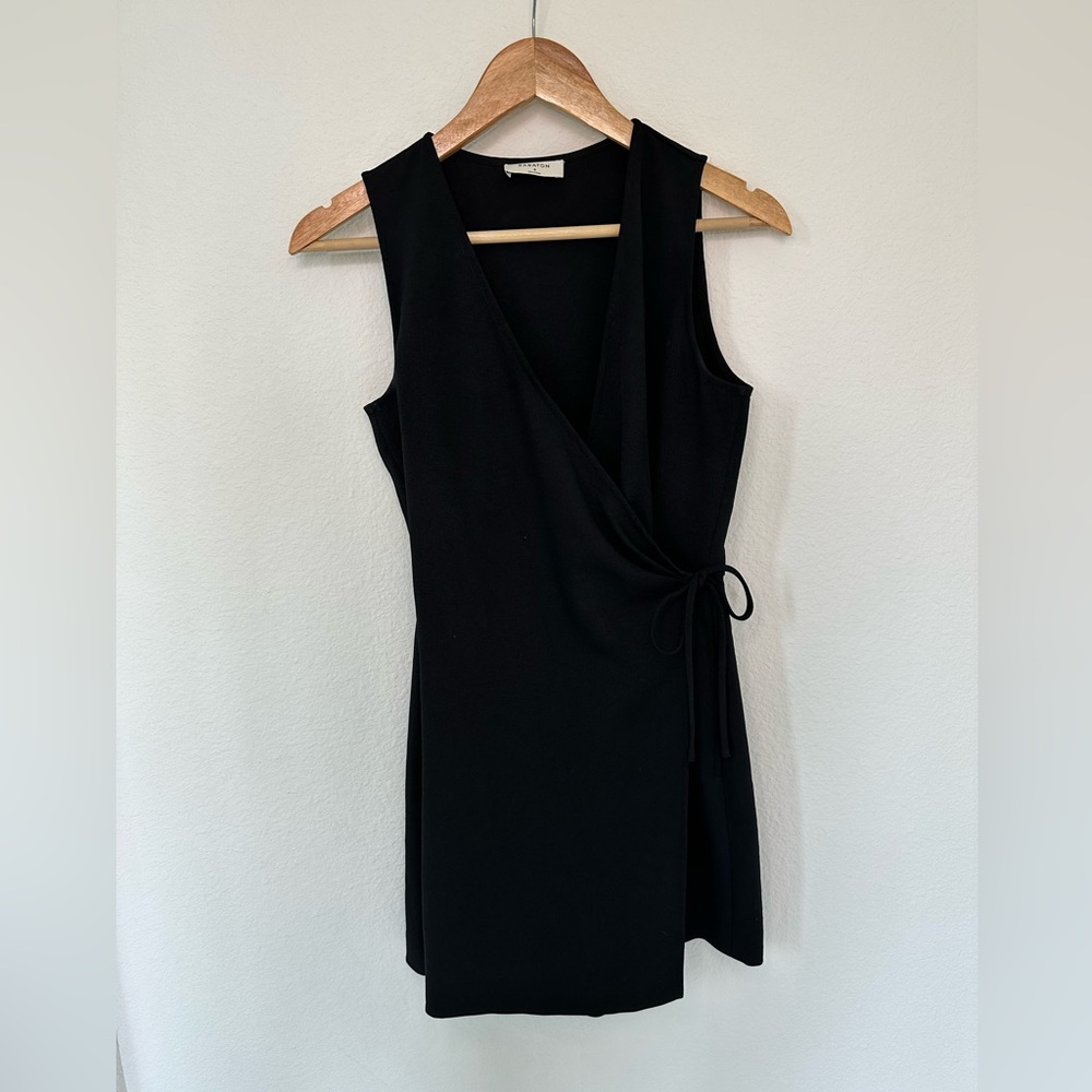 Babaton Wrap Romper Black | Aritzia | Size 4 | Sleeveless Tie Waist